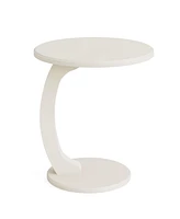 Tribesigns Round End Table, Wood C-Shaped Side Table, Small Couch Side Table, Modern White End Table, Large Side Table, Round Side Table for Living Ro