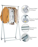 Sugift Extendable Foldable Heavy Duty Clothing Rack with Hanging Rod