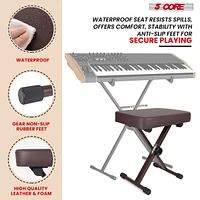 5 Core Keyboard Bench X Style Piano Stool Heavy Duty Adjustable Keyboards Chair