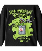 Sesame Street Boys Oscar The Grouch You Talkin' To Me Crew Neck Long Sleeve Black Youth Tee