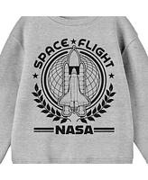 Nasa Boys Space Flight Seal Crew Neck Long Sleeve Athletic Heather Youth Sweatshirt