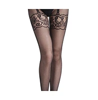 Stems Women's Fishnet With Faux Garter Tight