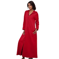 Dreams & Co. Women's Long Hooded Fleece Sweatshirt Robe