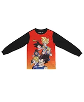 Dragon Ball Z Boys Youth Sleepwear Set: Long-Sleeve Tee Shirt, Sleep Shorts, and Pants