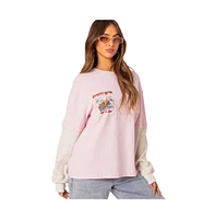 Edikted Women's Racing Over d Layered T Shirt - Light