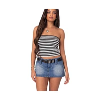 Edikted Women's Alta Striped Tube Top - Black-and