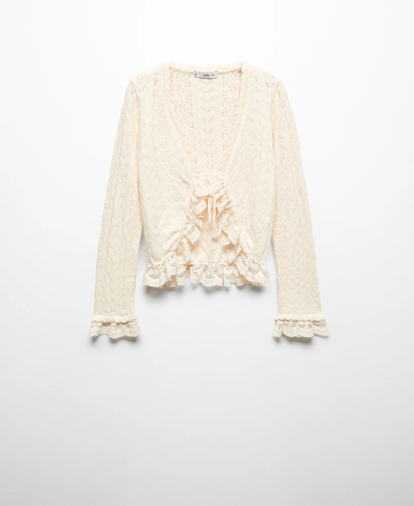 Mango Women's Ruffled Knot Cardigan