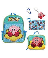 Kirby 5-Piece Set: 16" Backpack, Lunchbox, Utility Case, Rubber Keychain, and Carabiner