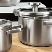BergHOFF Graphite Recycled 18/10 Stainless Steel Stockpot 6.25", 1.7qt. With Glass Lid