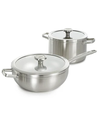 BergHOFF Graphite 4Pc Cookware Set With Glass Lids, Recycled 18/10 Stainless Steel