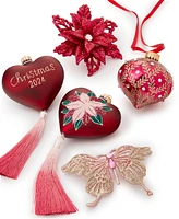 Holiday Lane Burgundy and Blush Heart Ornament, Created for Macy's