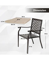 Aoodor Outdoor Patio Metal Dining Chairs 2-Piece Set with Curved Armrests and Strapped Seat Cushions