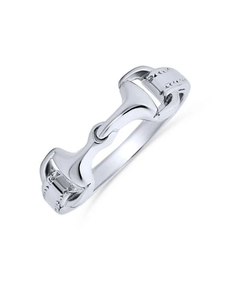 Bling Jewelry Cowgirl Equestrian Lover Double Horse Snaffle Bit Band Ring Sterling Silver