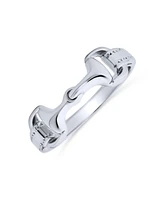 Bling Jewelry Cowgirl Equestrian Lover Double Horse Snaffle Bit Band Ring Sterling Silver