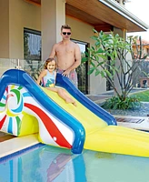 Northlight Yellow and Blue Pool Side Slide With an Attached Sprayer 98-Inches