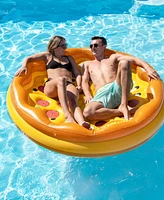 Swim Central 70" Inflatable Brown and Yellow Pizza Round Swimming Pool Raft Lounger