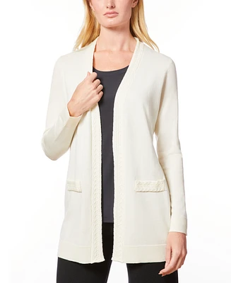 Melissa Paige Women's Braided-Trim Open-Front Cardigan
