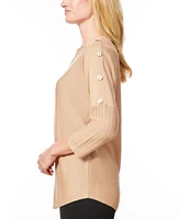 Melissa Paige Women's Dolman-Sleeve Wavy-Ribbed Sweater