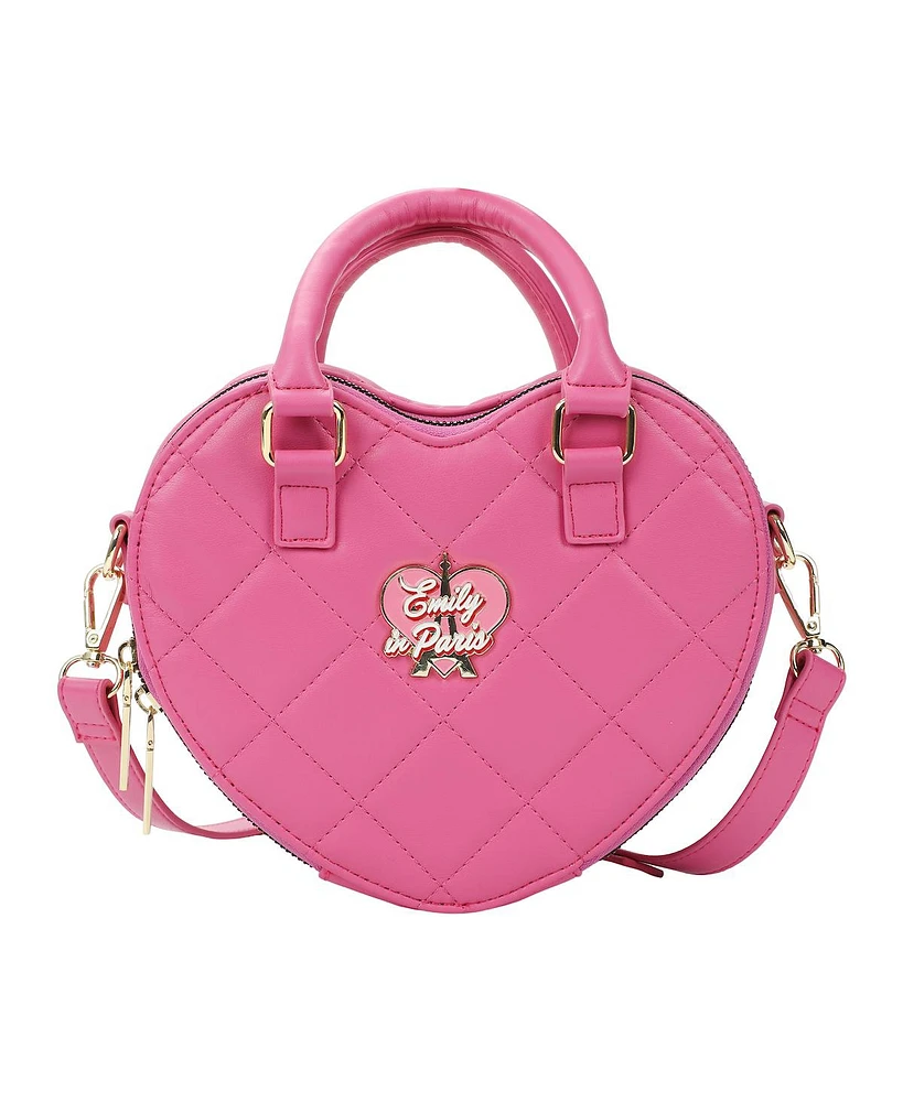 Emily in Paris Women's Pink Heart-Shaped Crossbody Handbag