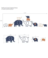 Lambs & Ivy Playful Elephant Blue/White/Caramel Nursery Wall Decals/Stickers