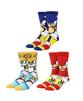 Sonic the Hedgehog Men's Main Characters Animigos Casual Crew Socks Set for Men 3-Pack