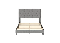 Boyd Sleep Mia Linen Panel Upholstered Platform Bed Frame, Queen