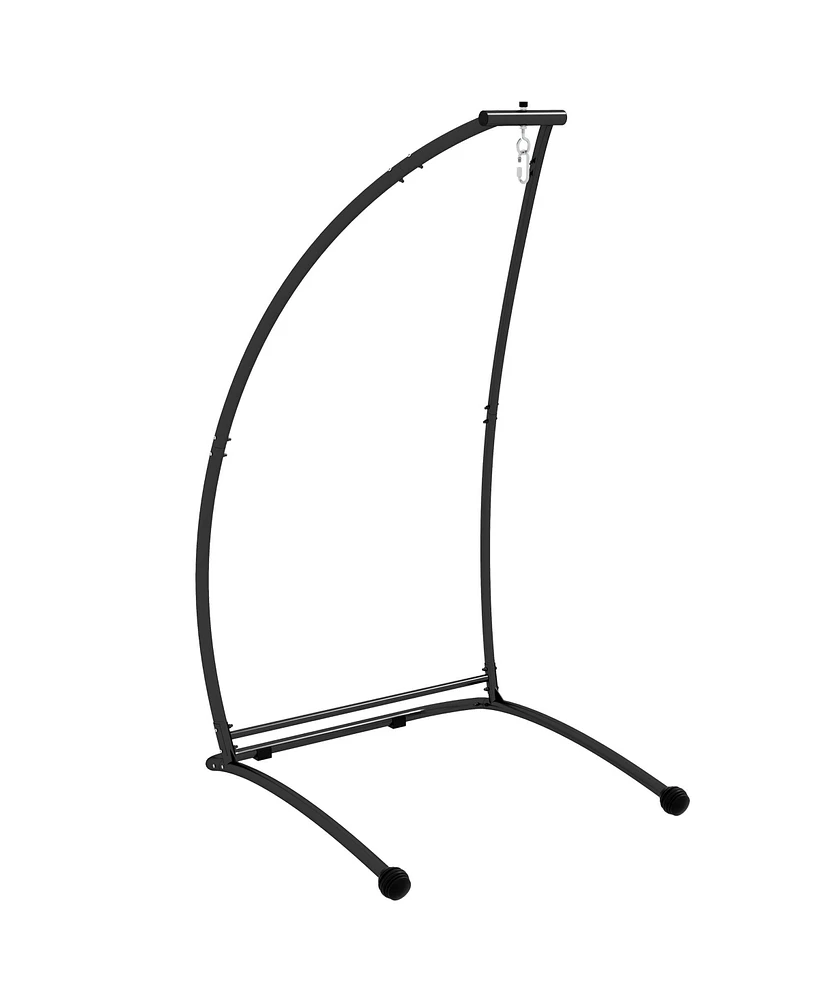 Outsunny Hammock Chair Stand. Metal Frame C Shape Hammock Stand, Black