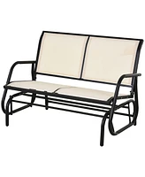 Outsunny Outdoor Glider Bench 2-Person Rocking Chair, Light Mixed Brown