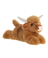 Aurora Small Highland Cow Mini Flopsie Adorable Plush Toy Brown 8"