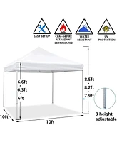 Sugift 10 Ft. W x 10 Ft. D Steel Pop-Up Canopy