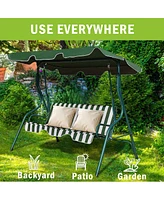 Sugift 3-Person Outdoor Porch Swing with Removable Cushion and Coated Steel Frame