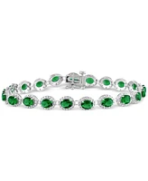 Emerald (8 ct. t.w.) & Diamond (3/4 Halo Tennis Bracelet 14k White Gold (Also Ruby Sapphire)