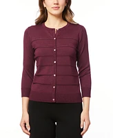 Melissa Paige Women's Pointelle-Striped Scoop-Neck Cardigan