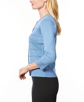 Melissa Paige Women's Pointelle-Striped Scoop-Neck Cardigan