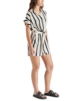 Steve Madden Women's Tori Tie-Waist Button-Front Romper