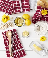 Design Imports Basic Terry Collection Windowpane Dishtowel Set, 16x26", Wine Check, 4 Piece