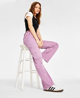 Ultra Flirt Juniors' High-Rise Washed Cargo Pants