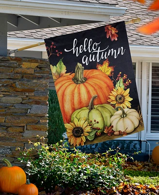 Northlight Pumpkins and Sunflowers Hello Autumn Outdoor Fall Harvest House Flag - 40" x 28"