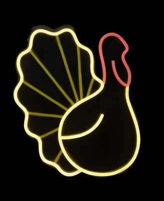 Northlight 15" Led Lighted Neon Style Fall Harvest Turkey Window Silhouette