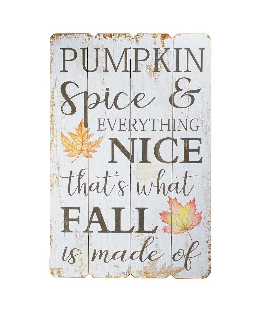 Northlight 23.5" White-Washed Pumpkin Spice Everything Nice Fall Wooden Hanging Wall Sign