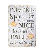 Northlight 23.5" White-Washed Pumpkin Spice Everything Nice Fall Wooden Hanging Wall Sign