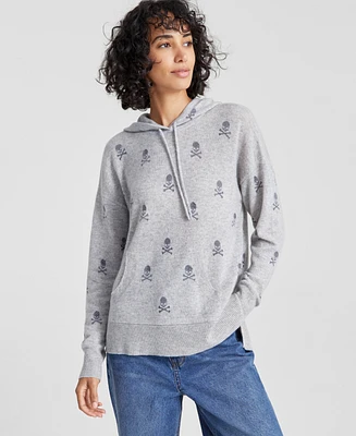 Charter Club Women's Embellished Long-Sleeve Hooded 100% Cashmere Sweater, Created for Macy's