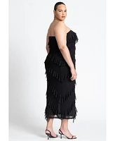 Eloquii Plus Size Ruffle Mesh Dress With Slit