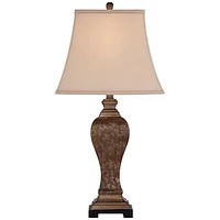 Edgar Farmhouse Country Rustic Traditional Table Lamp with Table Top Dimmer 29" Tall Bronze Taupe Rectangle Shade for Living Room Bedroom House B