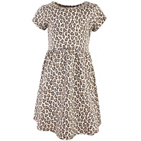 Touched by Nature Little Girls Organic Cotton Short-Sleeve Dresses 2pk, Leopard