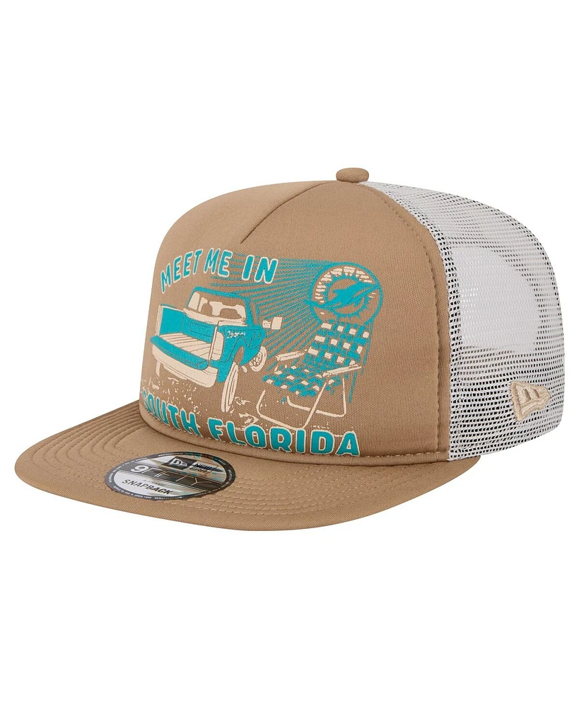 New Era Men's Tan Miami Dolphins Meet Me 9FIFTY Snapback Hat