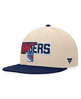 Fanatics Men's Cream/Navy New York Rangers Goalaso Snapback Hat