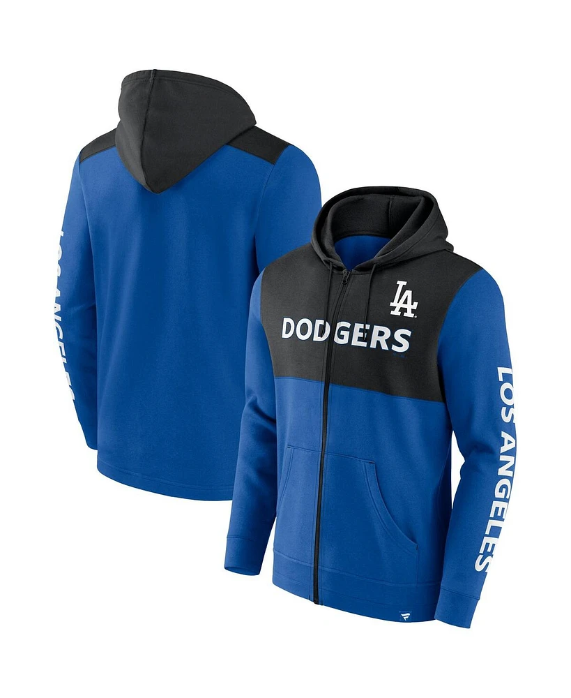 Fanatics Men's Royal/Black Los Angeles Dodgers Ace Hoodie Full-Zip Sweatshirt