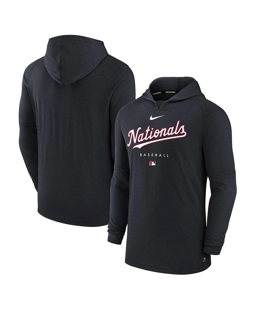 Nike Men's Heather Navy Washington Nationals Authentic Collection Early Work Tri-Blend Performance Pullover Hoodie