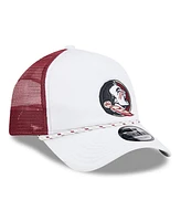 New Era Men's White/Garnet Florida State Seminoles Court Sport Foam A-Frame 9FORTY Adjustable Trucker Hat